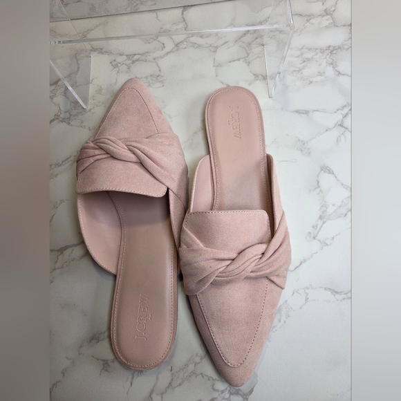 J. Crew Blush Knotted Suede Pointed-Toe Mules - Picture 4 of 5